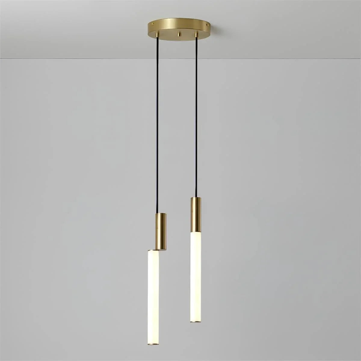 Metavaya Pendant light 2 heads Dia 15cm x H 150cm / ∅ 5.9″ x H 59″ / Gold / Warm Light Signal LED Pendant Light 6938617817077 M2023112802-3