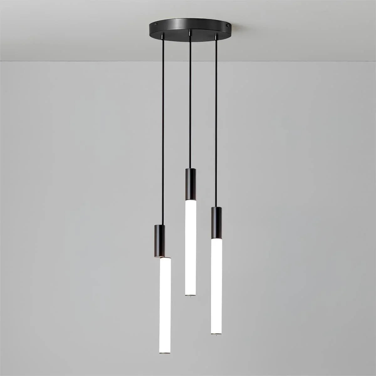Metavaya Pendant light 3 heads Dia 20cm x H 150cm / ∅ 7.9″ x H 59″ / Black / Warm Light Signal LED Pendant Light 6938617817107 M2023112802-6