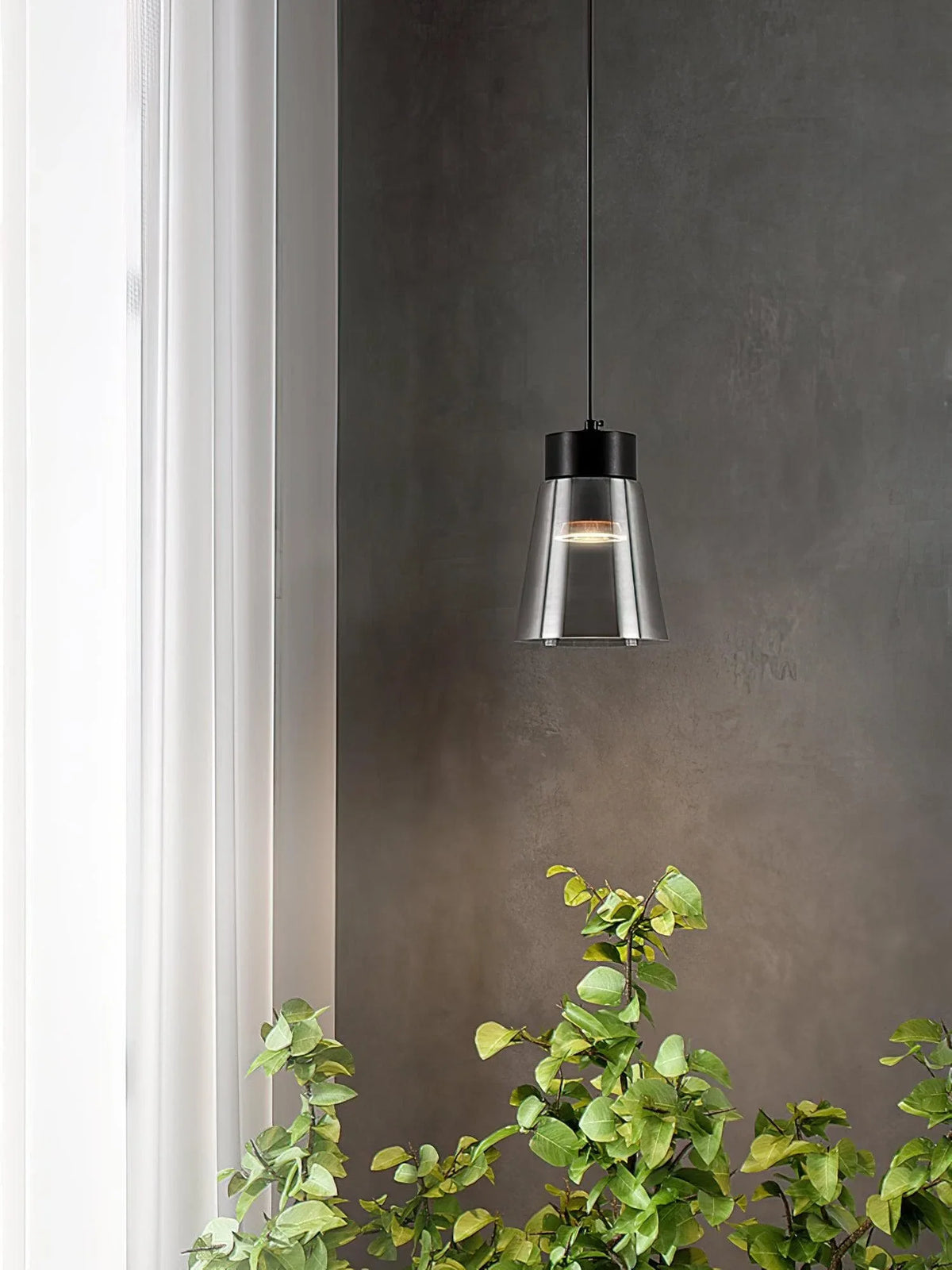 Metavaya Pendant lamp Dia 12cm x H 16cm / ∅ 4.7″ x H 6.3″ / Black Smoke Cone Pendant Lamp 6938617781101 W2023081104-1