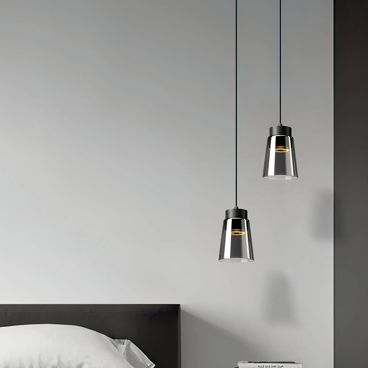 Metavaya Pendant lamp Dia 12cm x H 16cm / ∅ 4.7″ x H 6.3″ / Black Smoke Cone Pendant Lamp 6938617781101 W2023081104-1