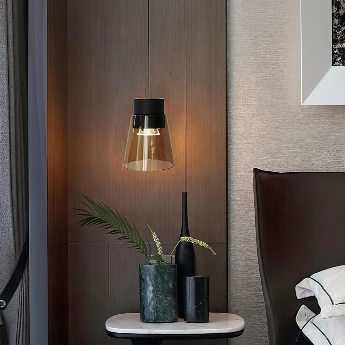 Metavaya Pendant lamp Dia 12cm x H 16cm / ∅ 4.7″ x H 6.3″ / Black Smoke Cone Pendant Lamp 6938617781101 W2023081104-1