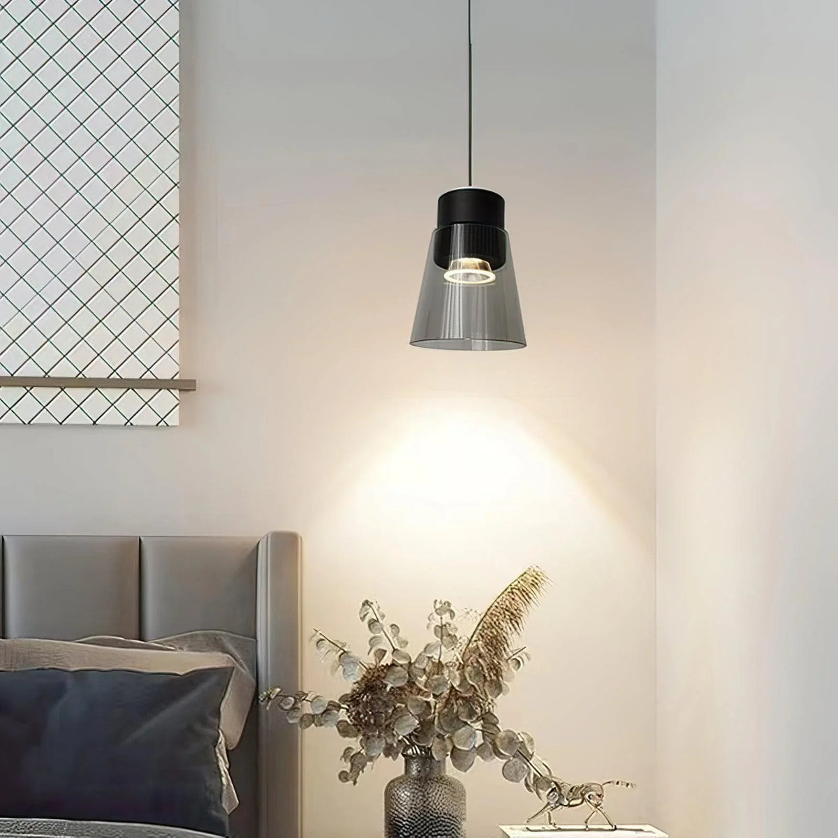 Metavaya Pendant lamp Dia 12cm x H 16cm / ∅ 4.7″ x H 6.3″ / Black Smoke Cone Pendant Lamp 6938617781101 W2023081104-1
