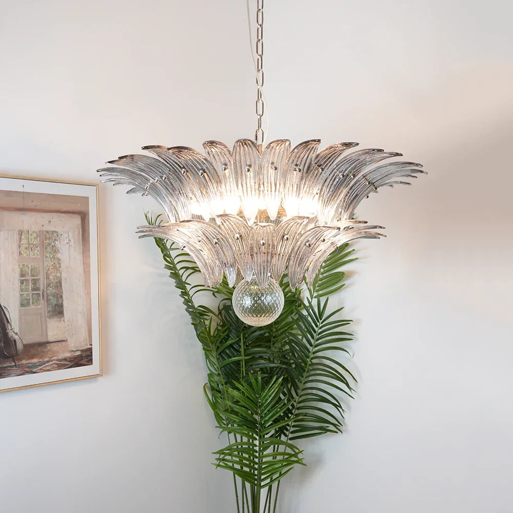 Smoked Glass Palmette Chandelier - view 2 | Metavaya
