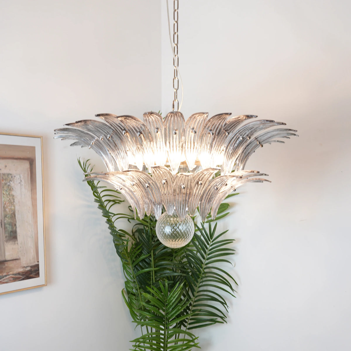 Smoked Glass Palmette Chandelier - view 7 | Metavaya