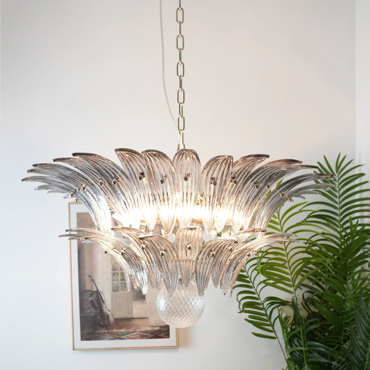 Smoked Glass Palmette Chandelier - view 8 | Metavaya