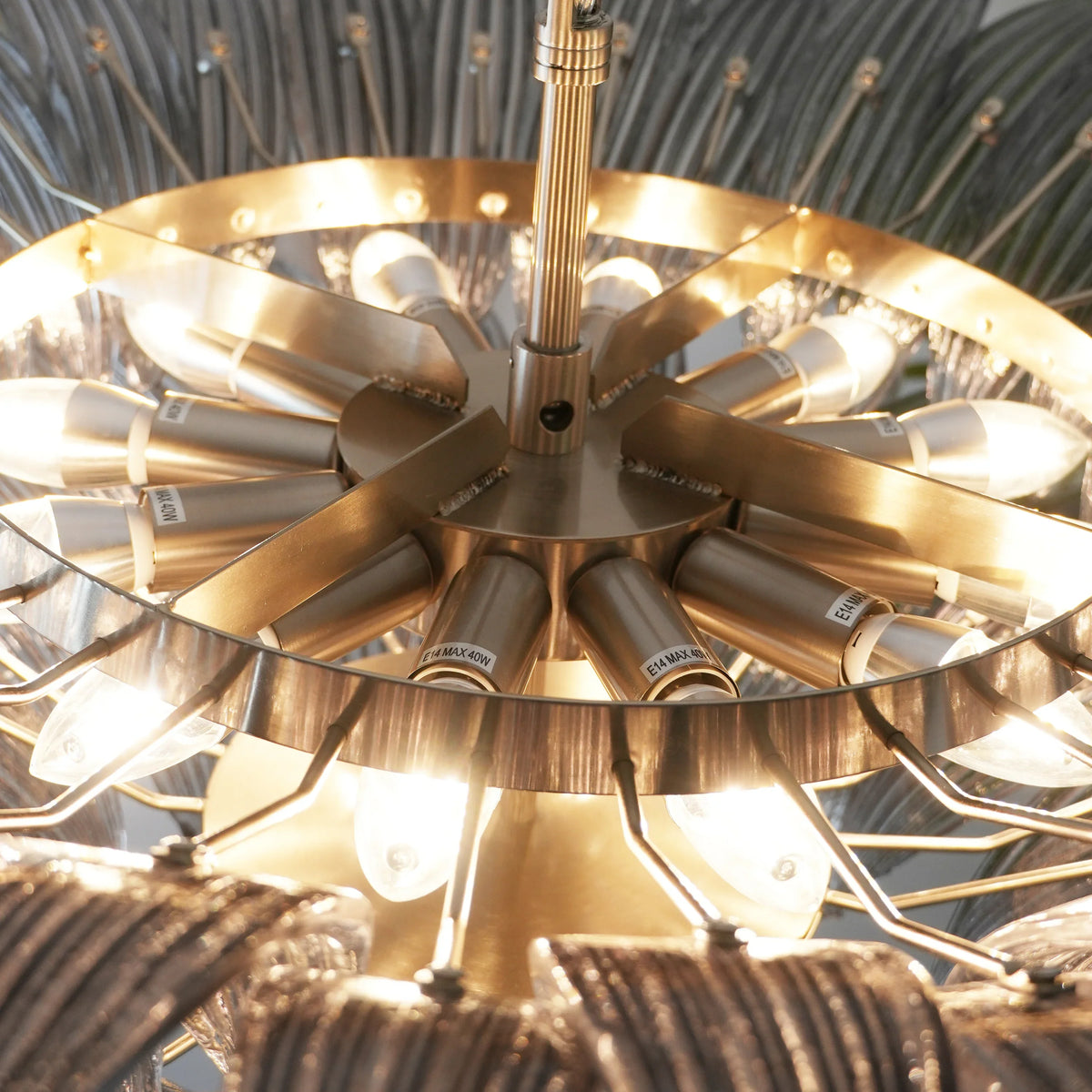 Smoked Glass Palmette Chandelier - view 14 | Metavaya