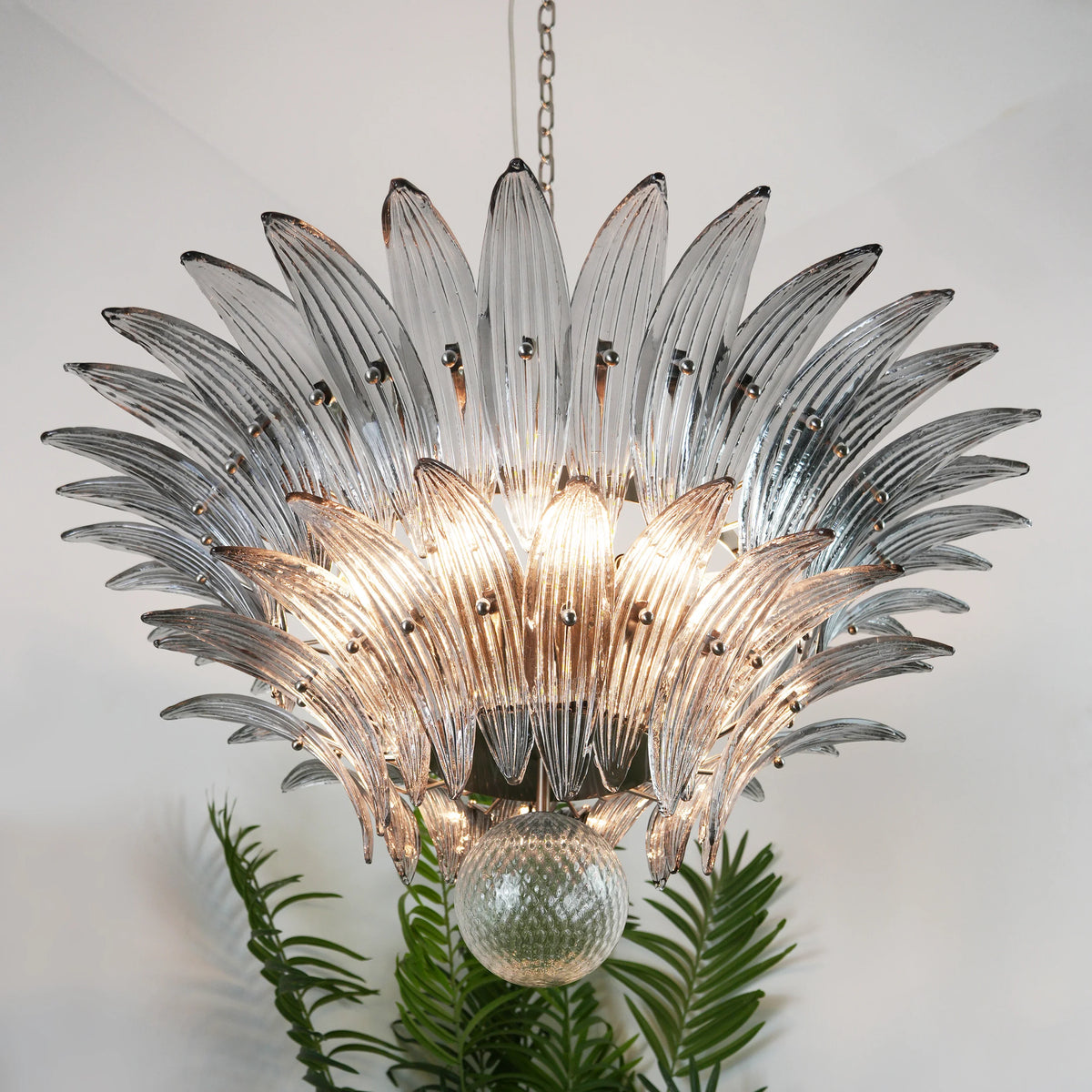 Smoked Glass Palmette Chandelier - view 9 | Metavaya