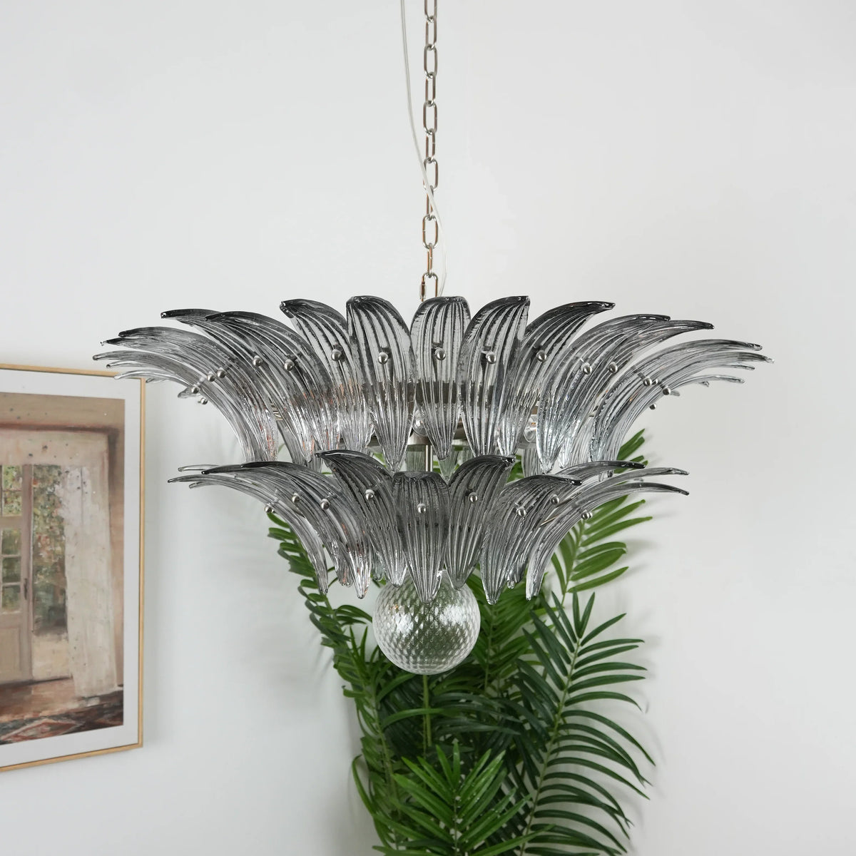 Smoked Glass Palmette Chandelier - view 6 | Metavaya