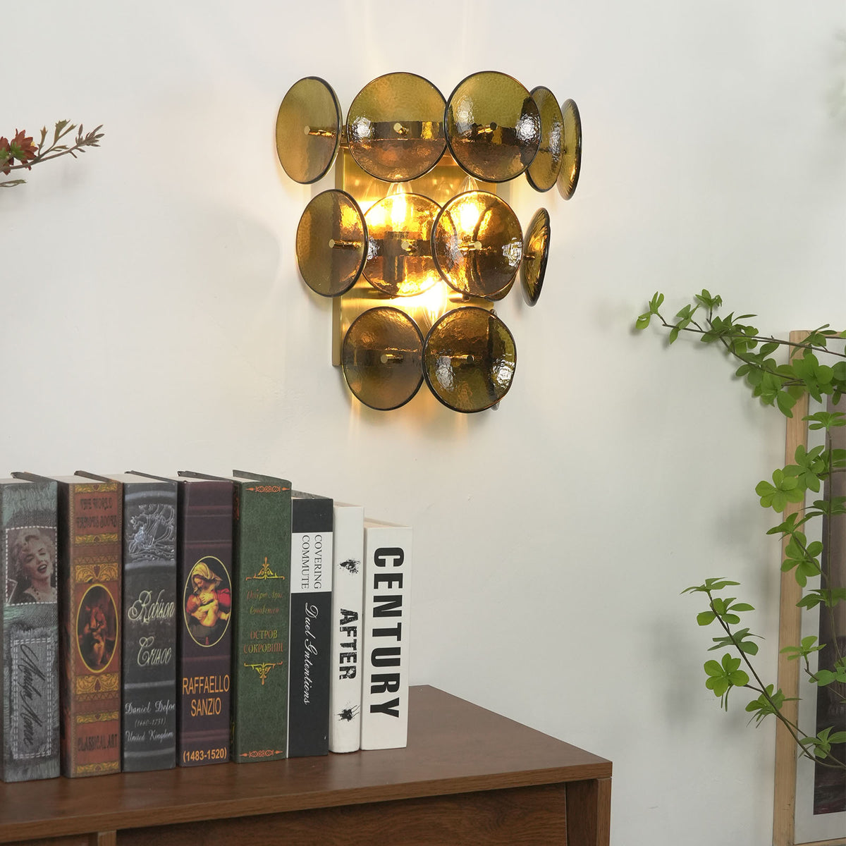 Solaris Disc Hammered Glass Wall Lamp - view 17 | Metavaya