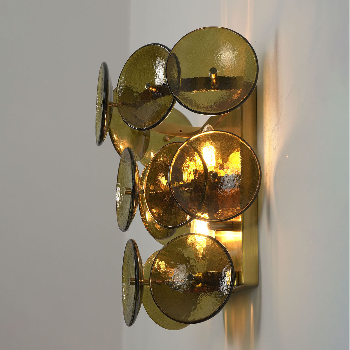 Solaris Disc Hammered Glass Wall Lamp - view 25 | Metavaya