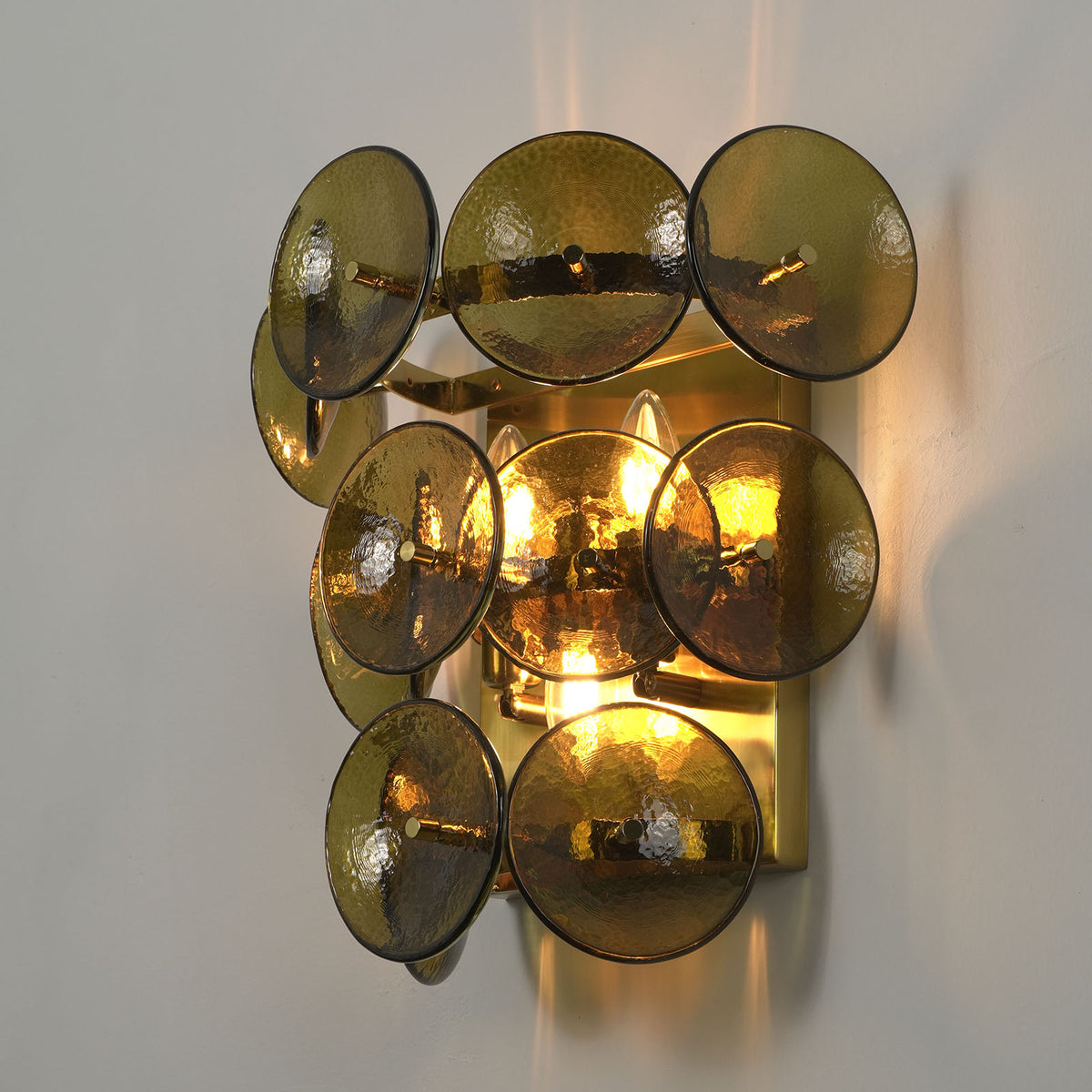Solaris Disc Hammered Glass Wall Lamp - view 31 | Metavaya
