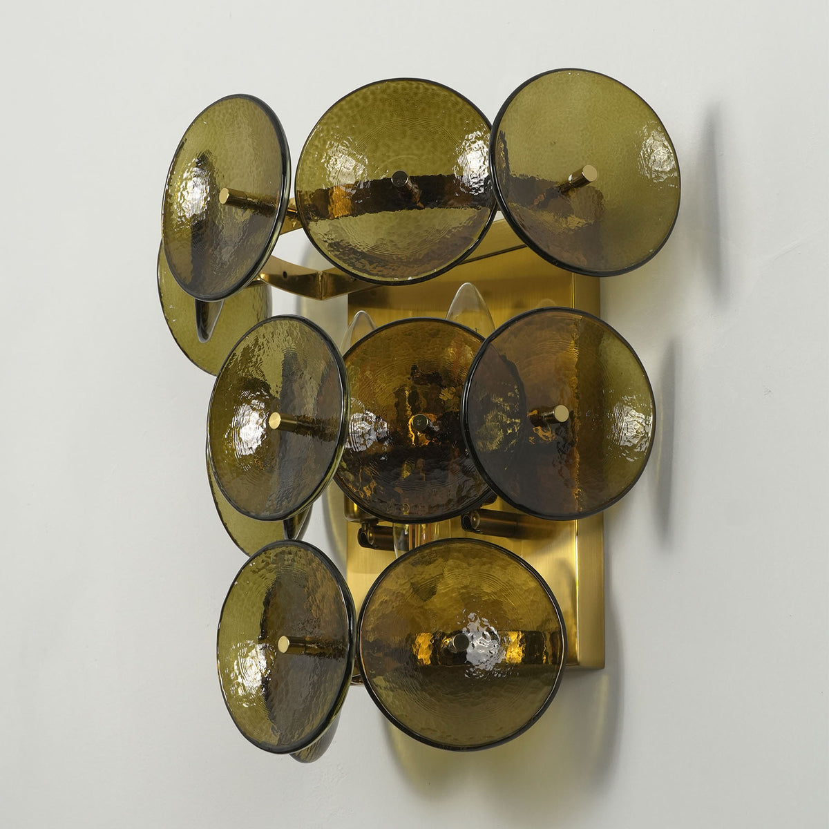 Solaris Disc Hammered Glass Wall Lamp - view 32 | Metavaya