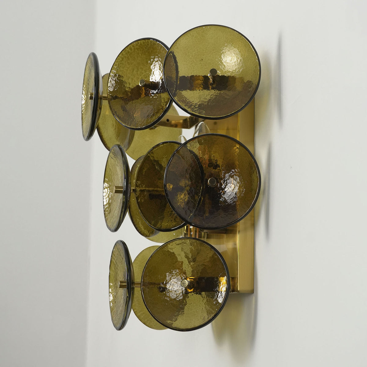 Solaris Disc Hammered Glass Wall Lamp - view 33 | Metavaya