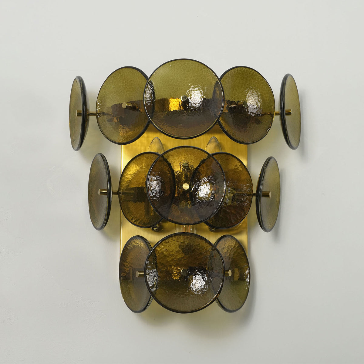Solaris Disc Hammered Glass Wall Lamp - view 34 | Metavaya