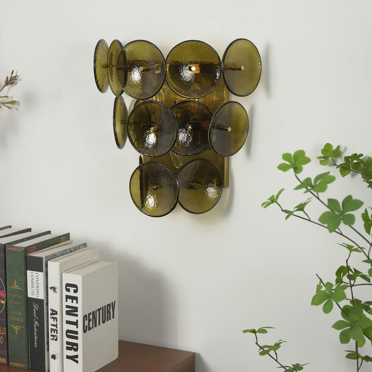 Solaris Disc Hammered Glass Wall Lamp - view 26 | Metavaya