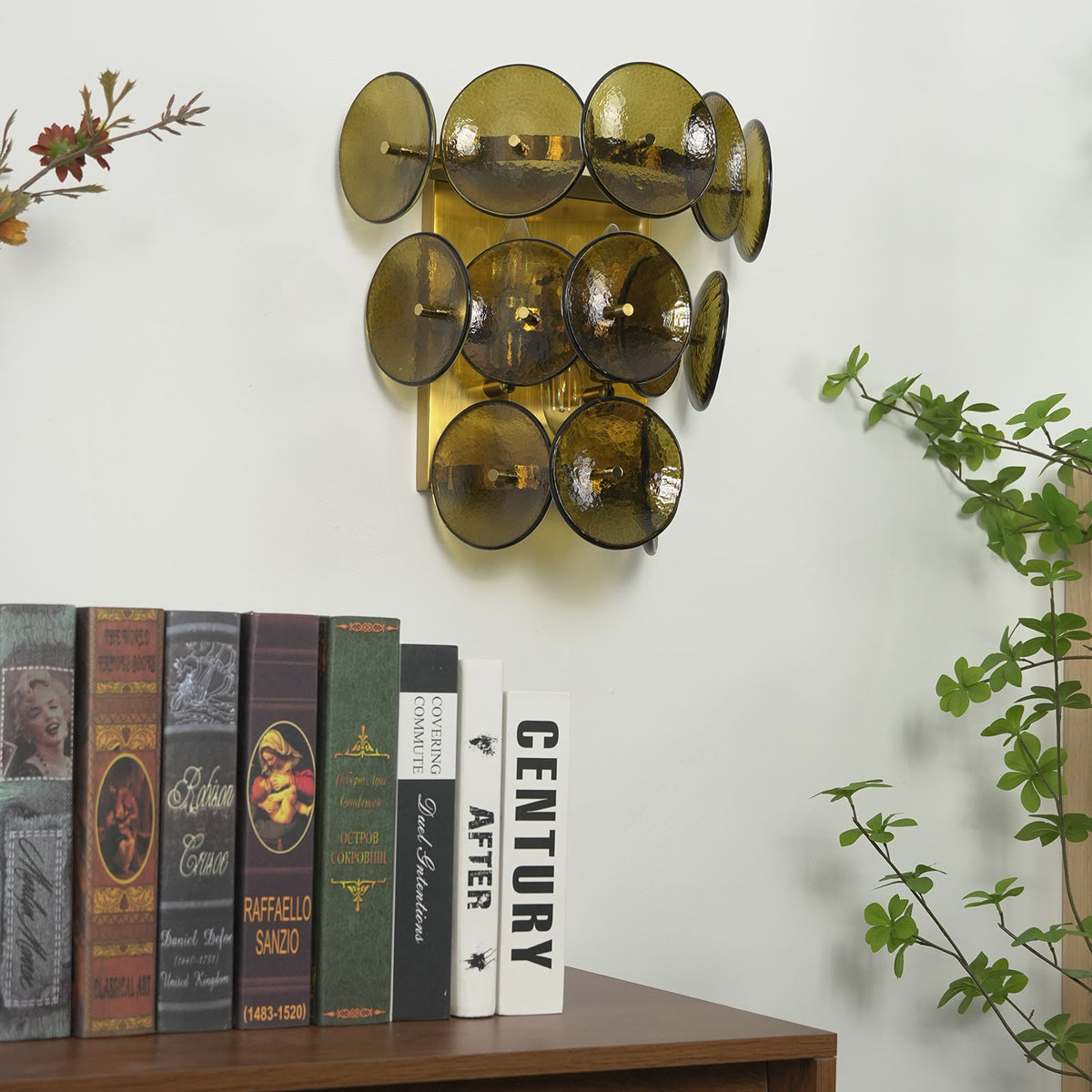 Solaris Disc Hammered Glass Wall Lamp - view 28 | Metavaya
