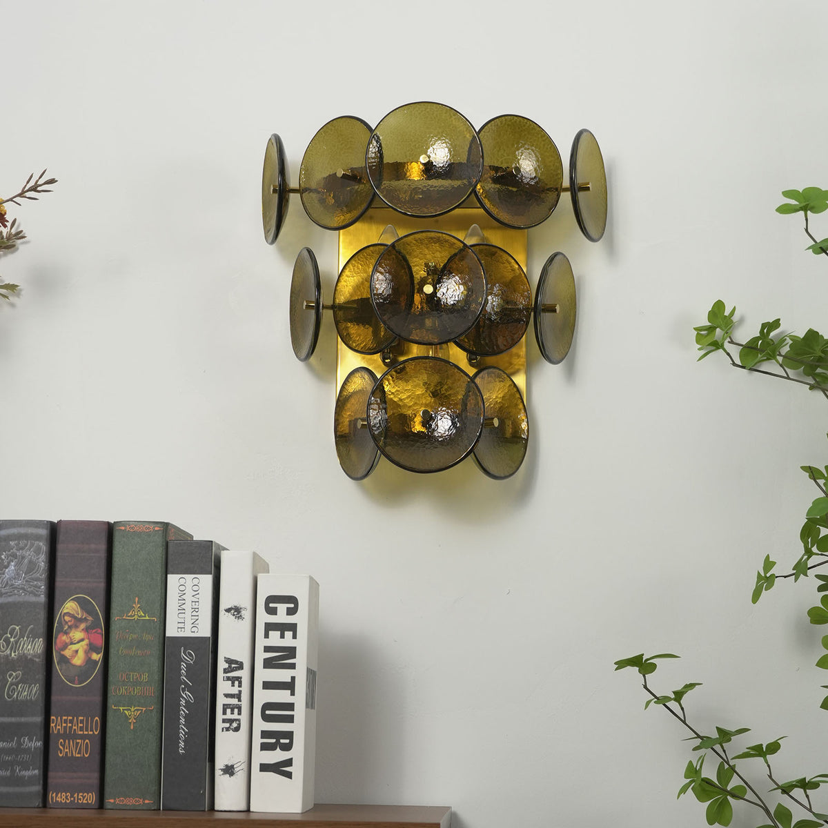Solaris Disc Hammered Glass Wall Lamp - view 29 | Metavaya