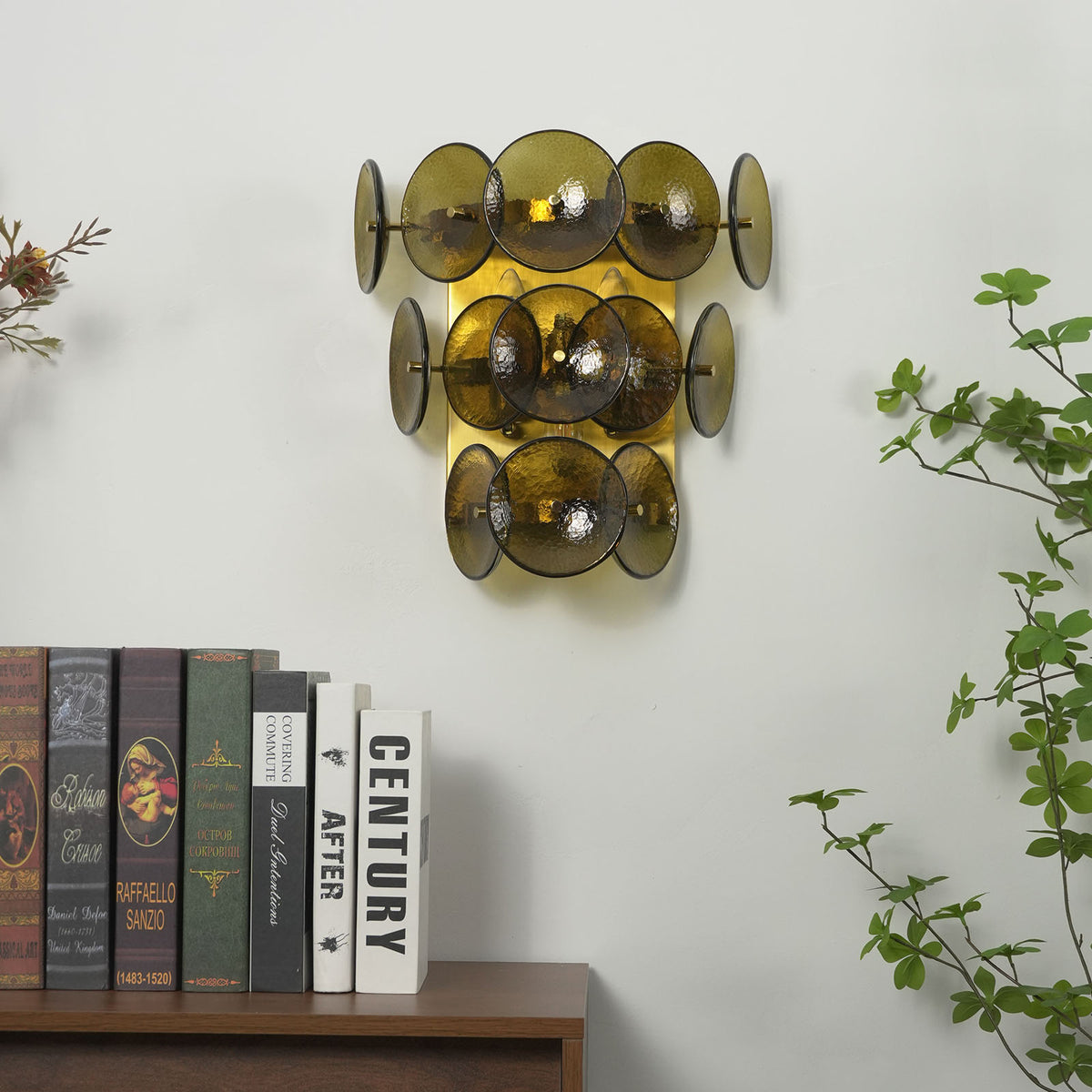 Solaris Disc Hammered Glass Wall Lamp - view 30 | Metavaya