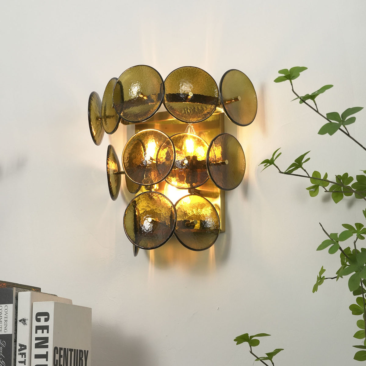Solaris Disc Hammered Glass Wall Lamp - view 11 | Metavaya
