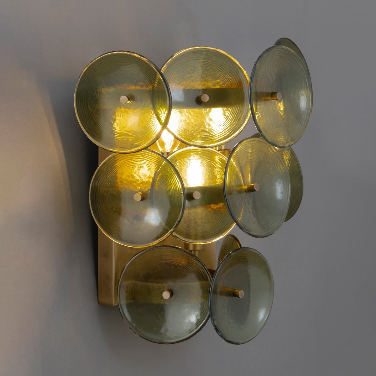 Solaris Disc Hammered Glass Wall Lamp - view 35 | Metavaya