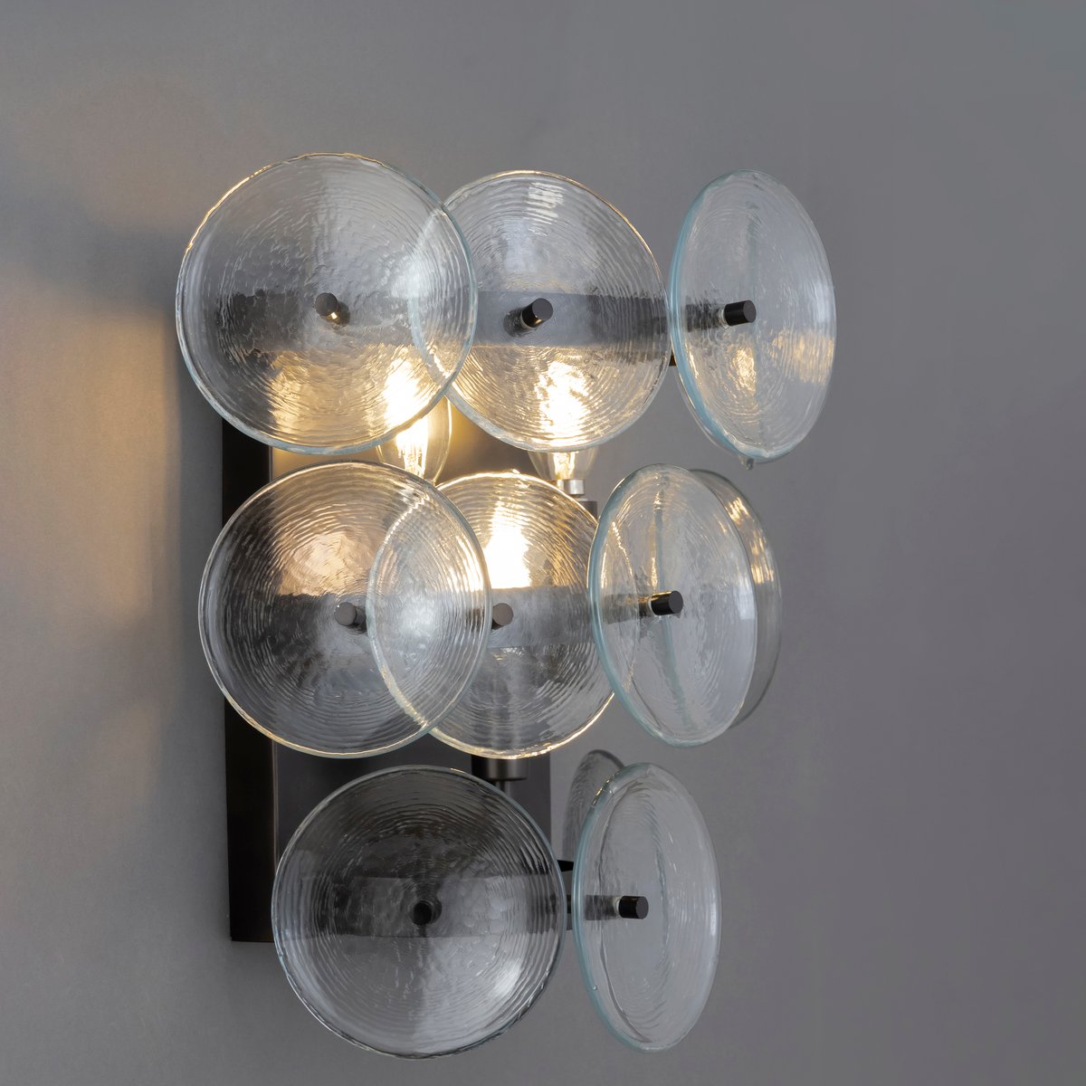 Solaris Disc Hammered Glass Wall Lamp - view 36 | Metavaya