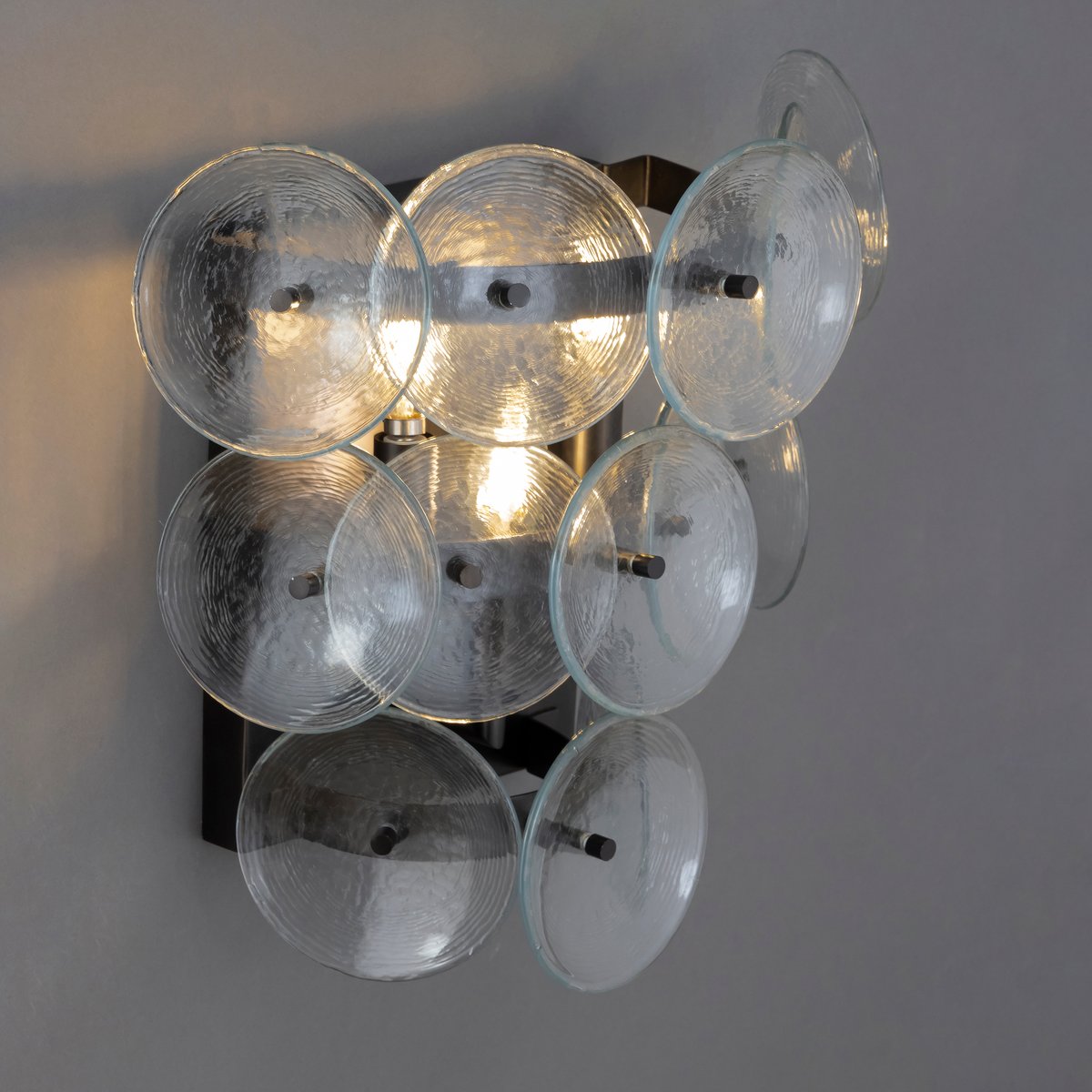 Solaris Disc Hammered Glass Wall Lamp - view 21 | Metavaya