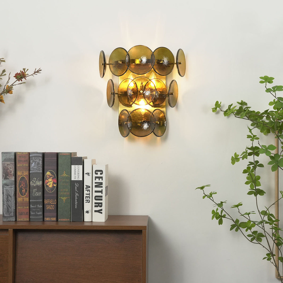 Solaris Disc Hammered Glass Wall Lamp - view 3 | Metavaya