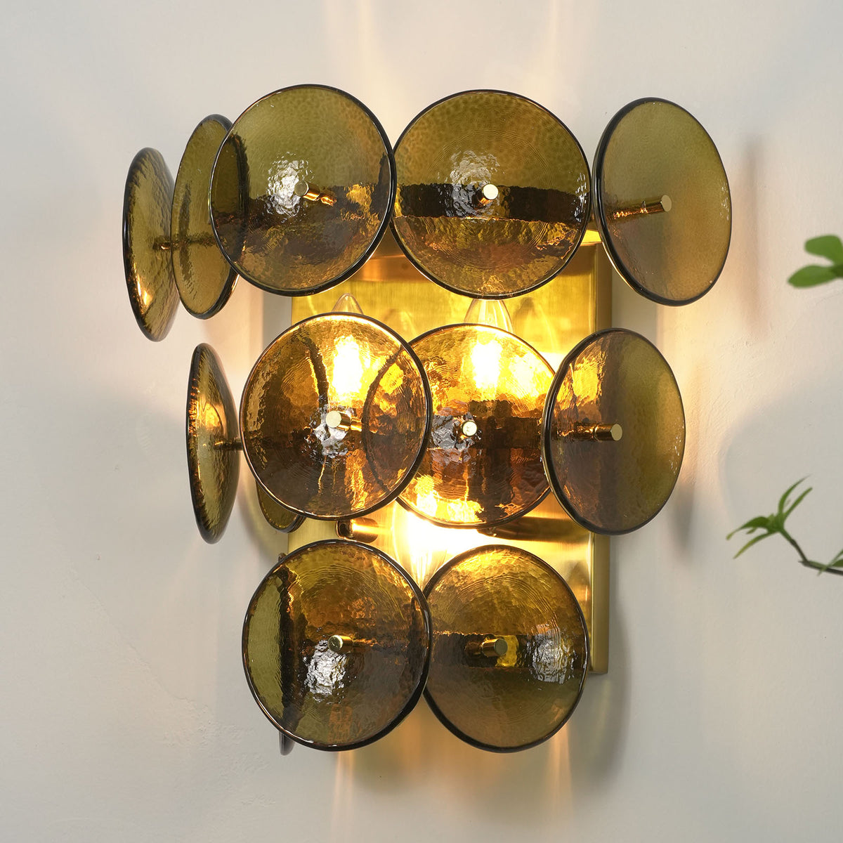 Solaris Disc Hammered Glass Wall Lamp - view 24 | Metavaya