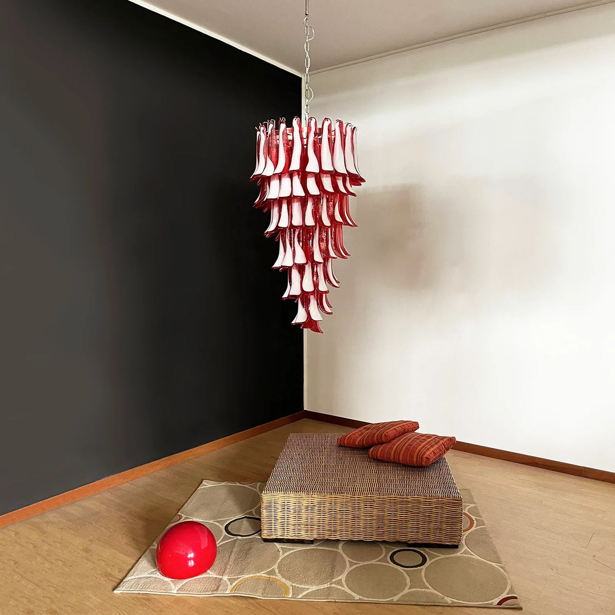 Spiral Red Glass Petals Chandelier - view 9 | Metavaya