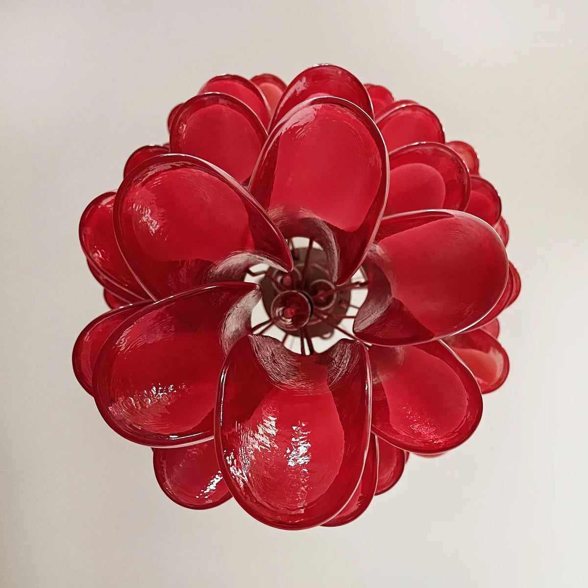 Spiral Red Glass Petals Chandelier - view 11 | Metavaya