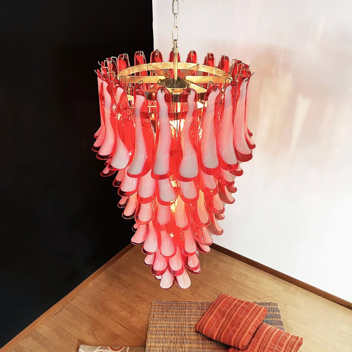 Spiral Red Glass Petals Chandelier - view 4 | Metavaya