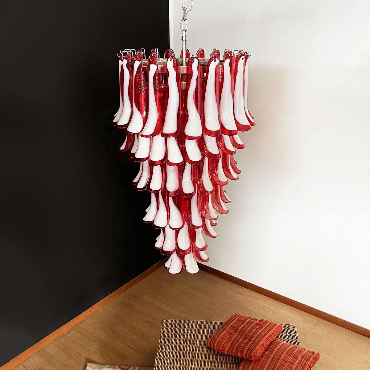 Spiral Red Glass Petals Chandelier - view 8 | Metavaya