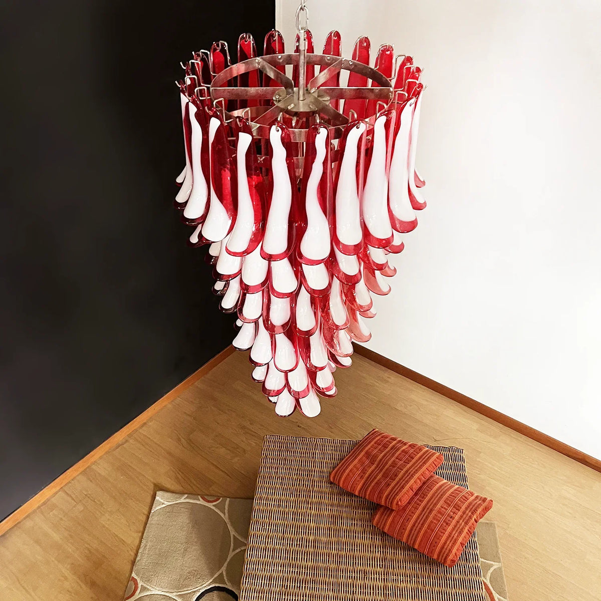 Spiral Red Glass Petals Chandelier - view 5 | Metavaya