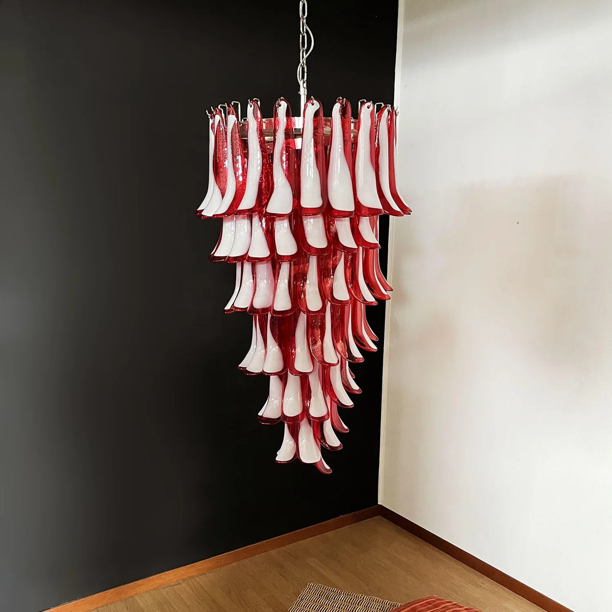 Spiral Red Glass Petals Chandelier - view 10 | Metavaya
