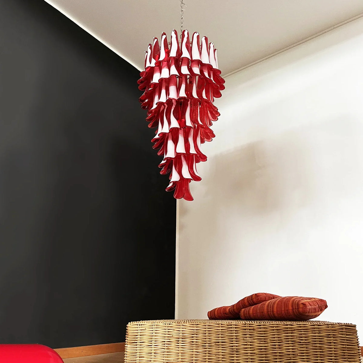 Spiral Red Glass Petals Chandelier - view 6 | Metavaya