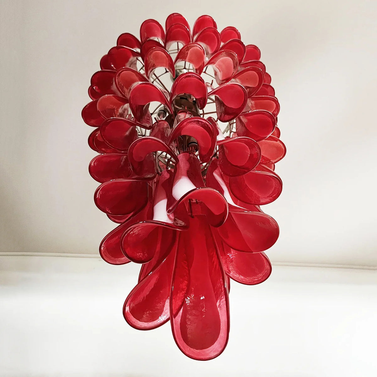 Spiral Red Glass Petals Chandelier - view 12 | Metavaya
