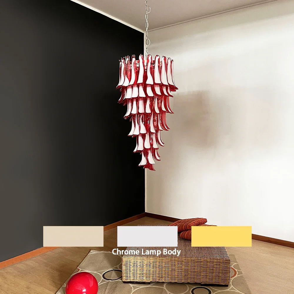 Spiral Red Glass Petals Chandelier - view 14 | Metavaya