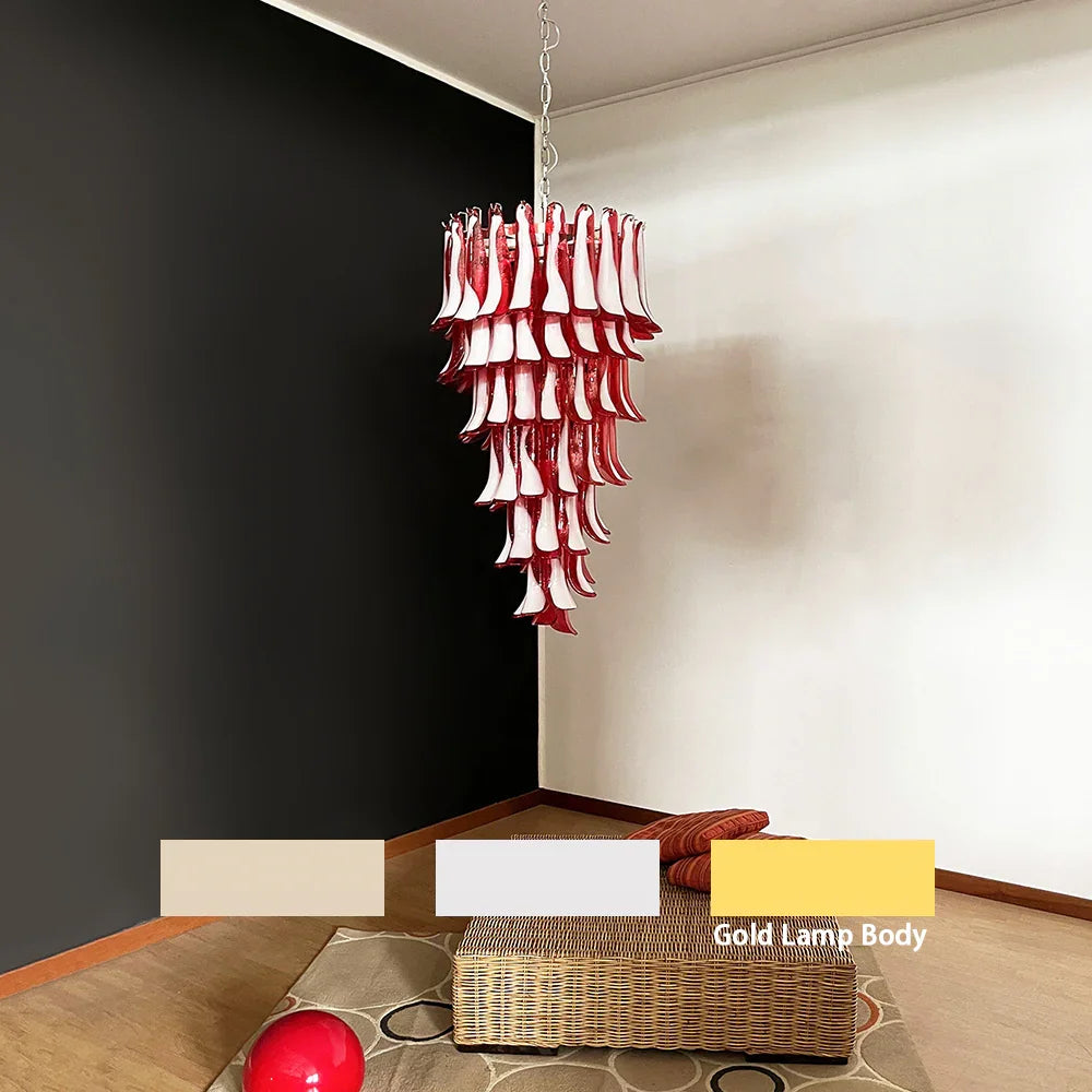 Spiral Red Glass Petals Chandelier - view 15 | Metavaya