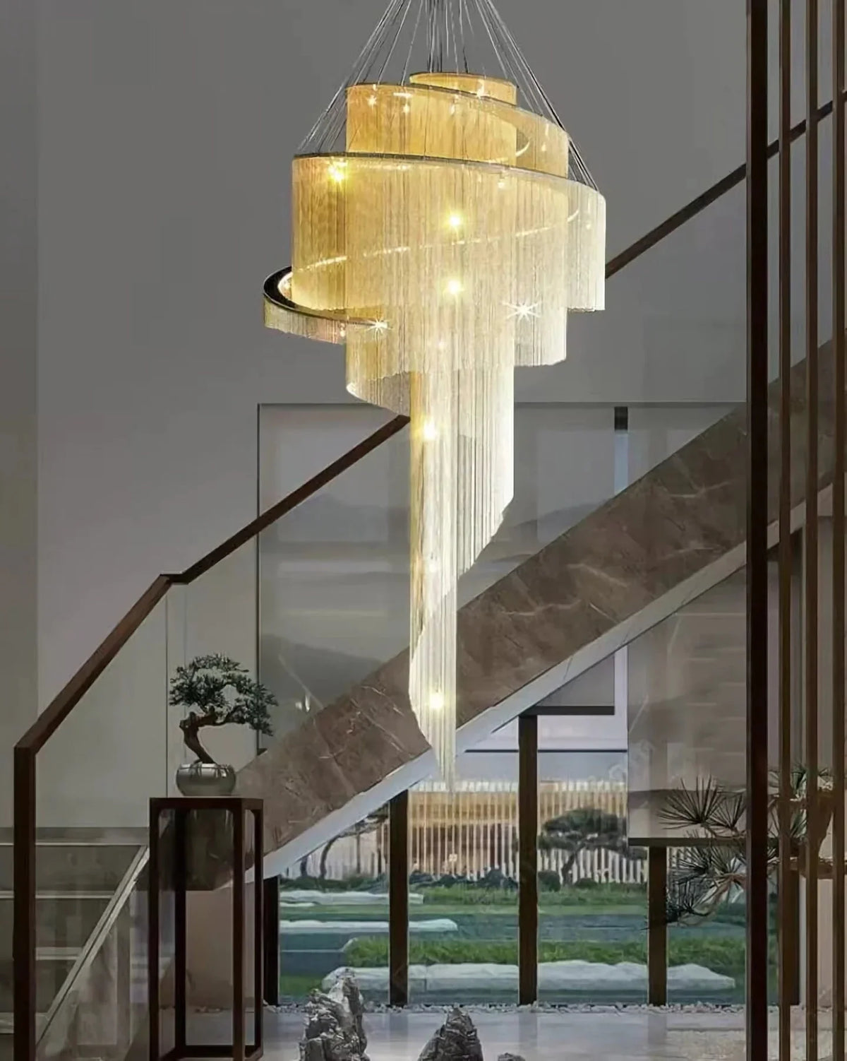 Metavaya Chandelier Spiral Tassel Chandelier Spiral Tassel Chandelier- Buy online