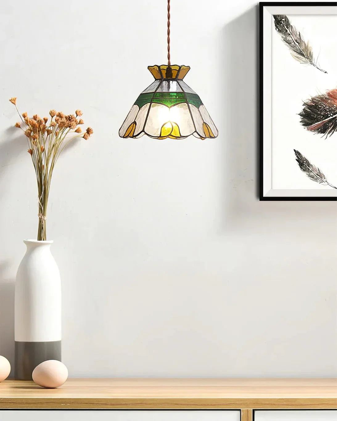 Metavaya Pendant light Stained Glass Pendant Lamp