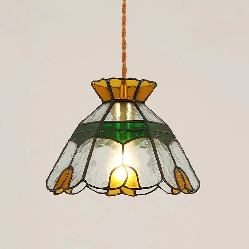 Metavaya Pendant light Dia 18cm x H 15cm / Black Stained Glass Pendant Lamp 662668874807 M2023061904-2