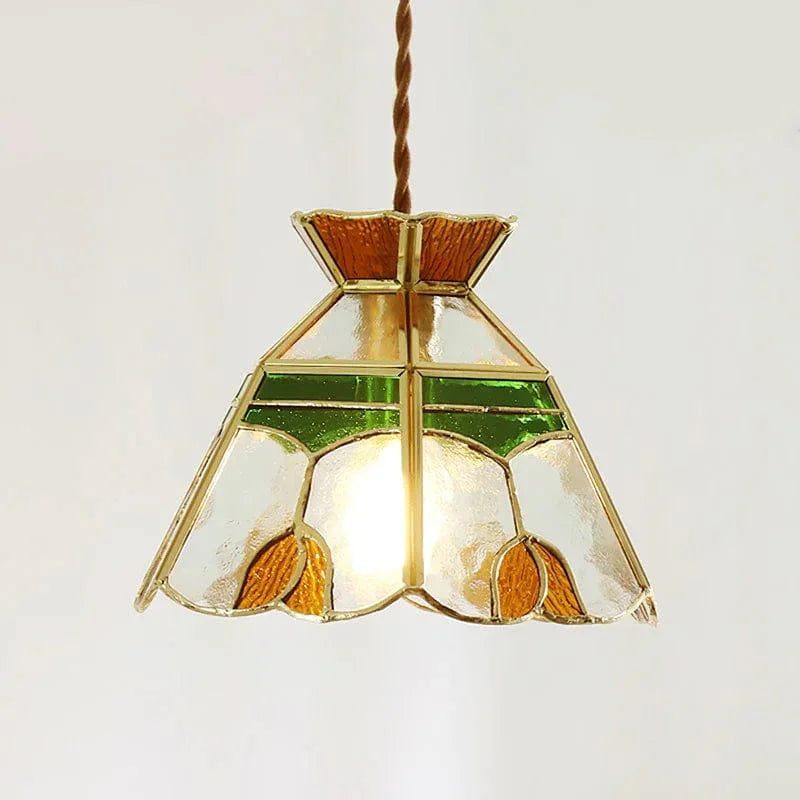 Metavaya Pendant light Dia 18cm x H 15cm / Gold Stained Glass Pendant Lamp 662668874791 M2023061904-1
