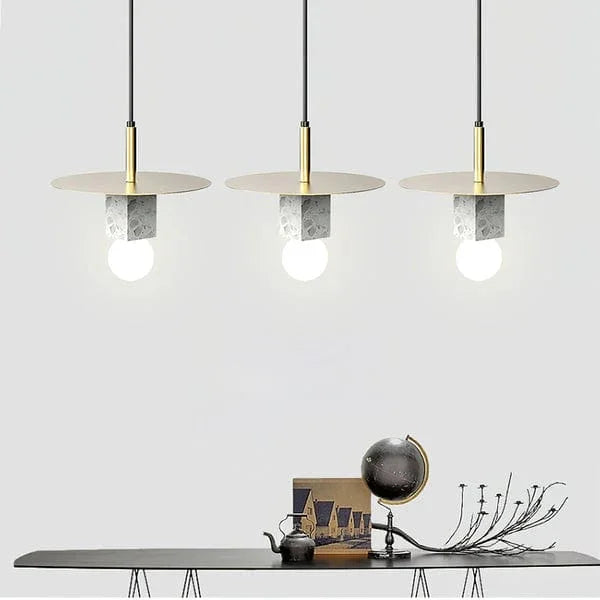 Metavaya Pendant lamp ∅ 11.8″ x H 9.8″ / Dia 30cm x H 25cm / Gold&White Marble Stone Square Pendant Lamp 6938617816230 M2023112304-1