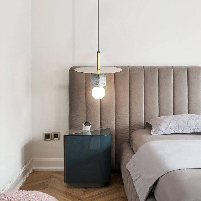 Metavaya Pendant lamp ∅ 11.8″ x H 9.8″ / Dia 30cm x H 25cm / Gold&White Marble Stone Square Pendant Lamp 6938617816230 M2023112304-1