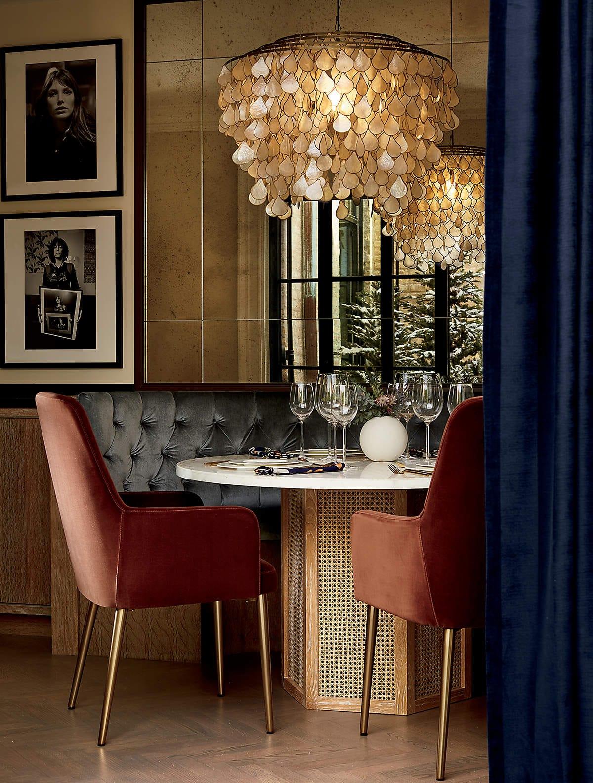 Metavaya Chandelier 60cm x H 70 cm / copper Teardrop Capiz Chandelier 6938617781835 M2023092410-1