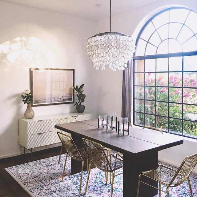 Metavaya Chandelier 60cm x H 70 cm / copper Teardrop Capiz Chandelier 6938617781835 M2023092410-1