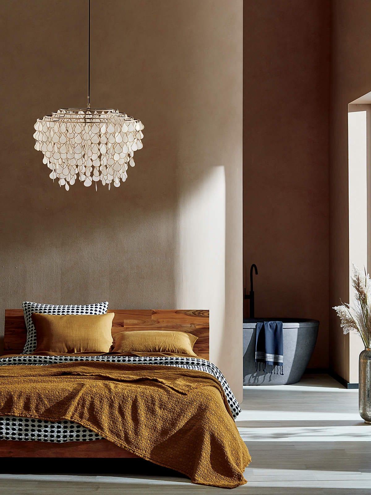 Metavaya Chandelier 60cm x H 70 cm / copper Teardrop Capiz Chandelier 6938617781835 M2023092410-1