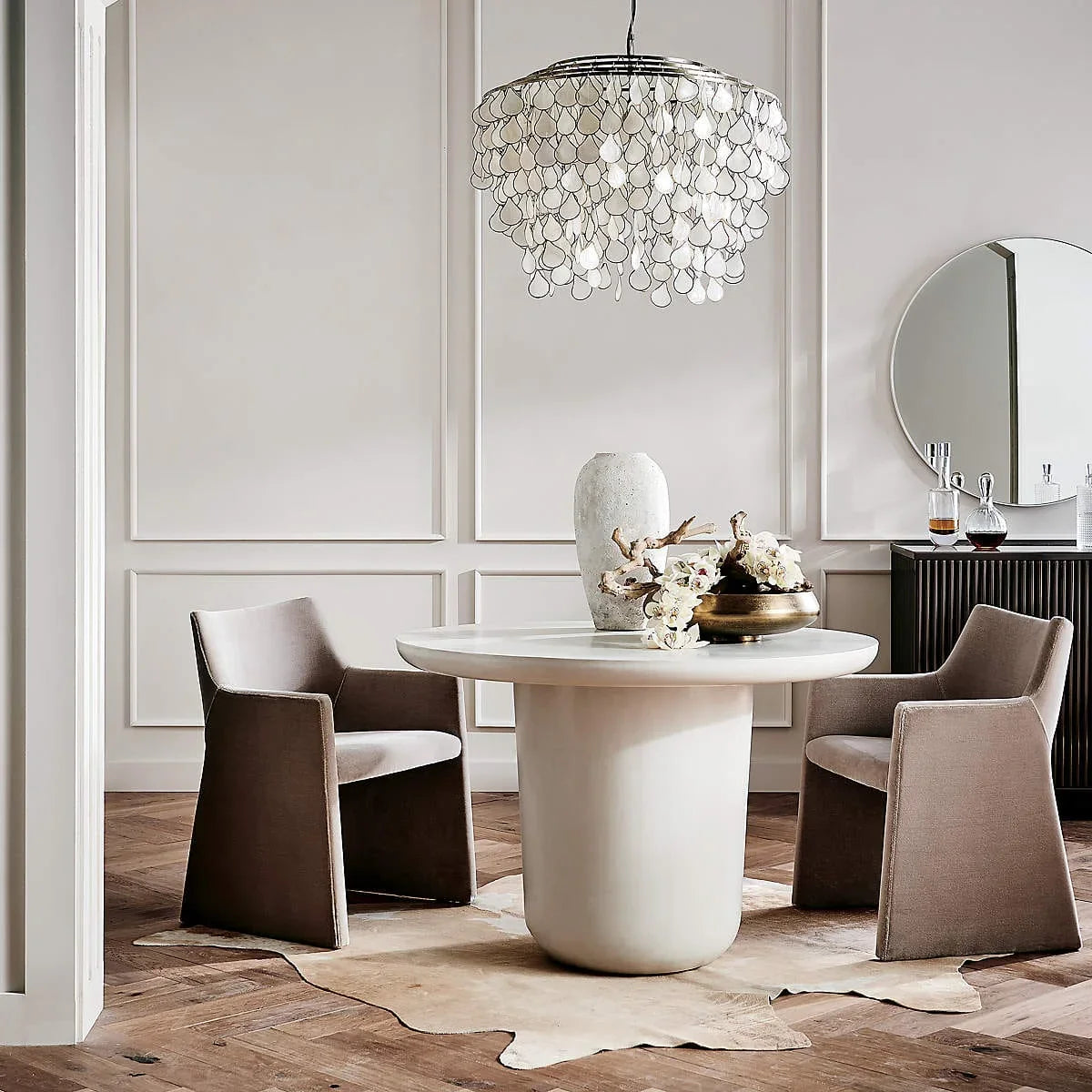Metavaya Chandelier 60cm x H 70 cm / copper Teardrop Capiz Chandelier 6938617781835 M2023092410-1