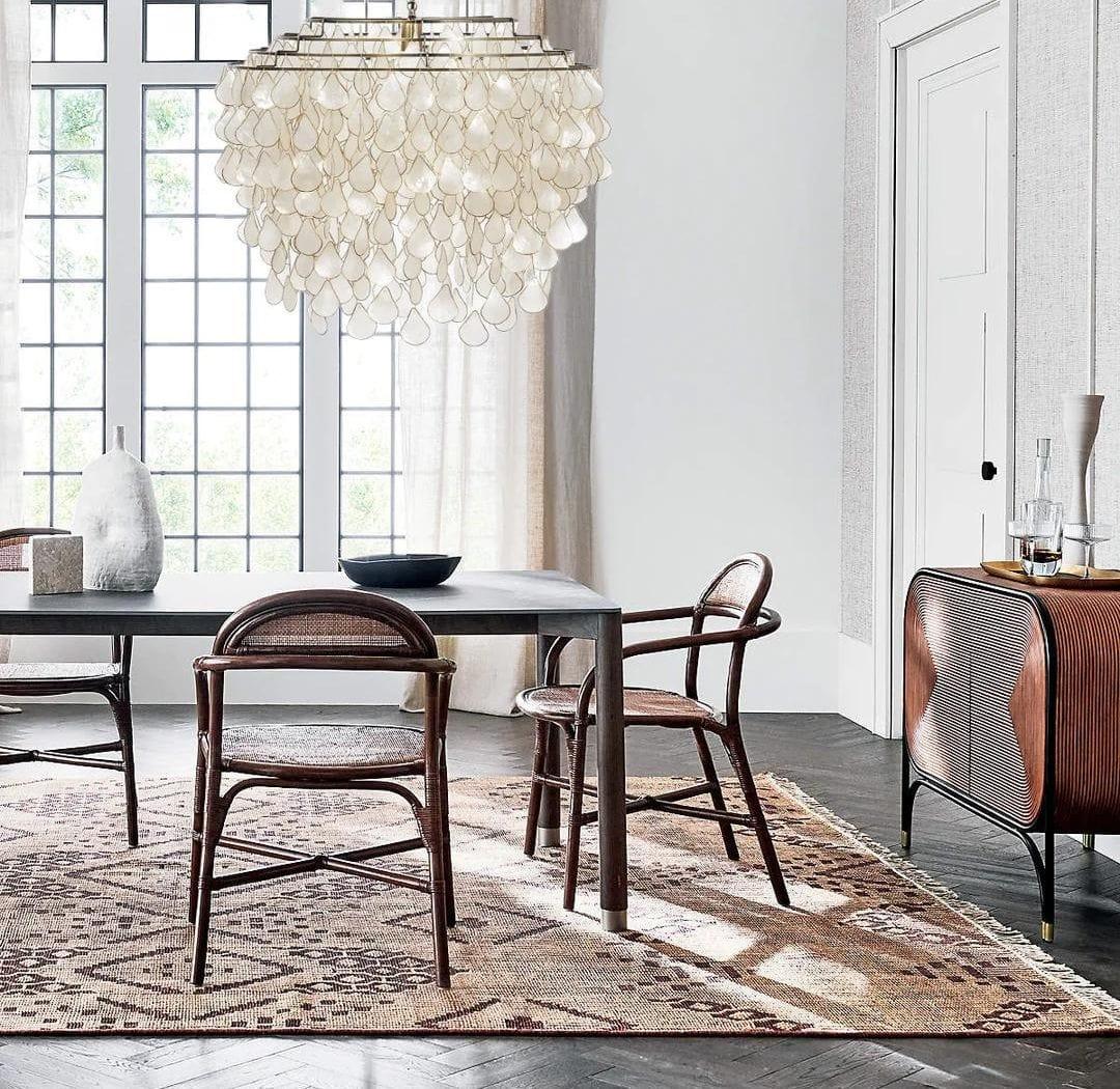 Metavaya Chandelier 60cm x H 70 cm / copper Teardrop Capiz Chandelier 6938617781835 M2023092410-1