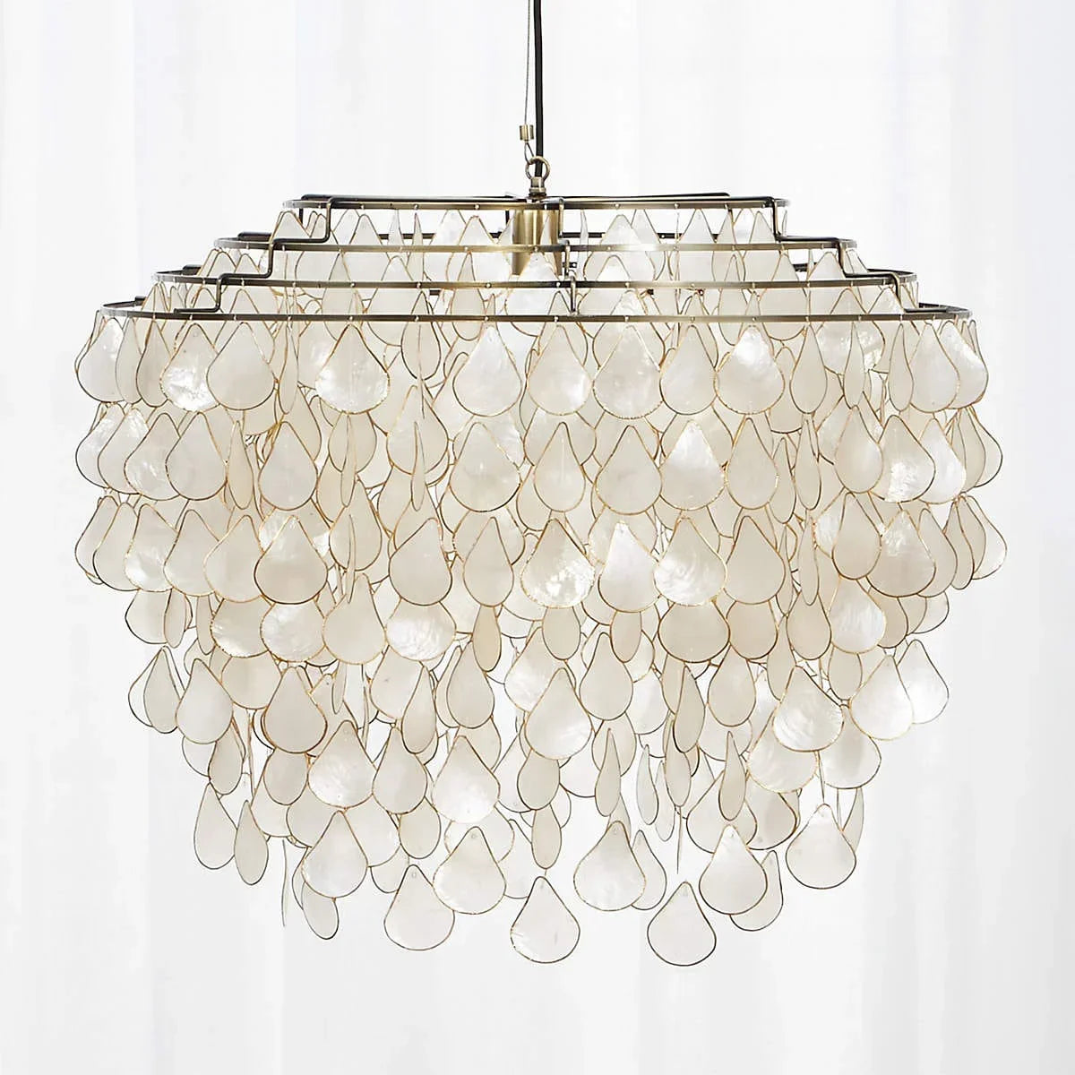 Metavaya Chandelier 60cm x H 70 cm / copper Teardrop Capiz Chandelier 6938617781835 M2023092410-1